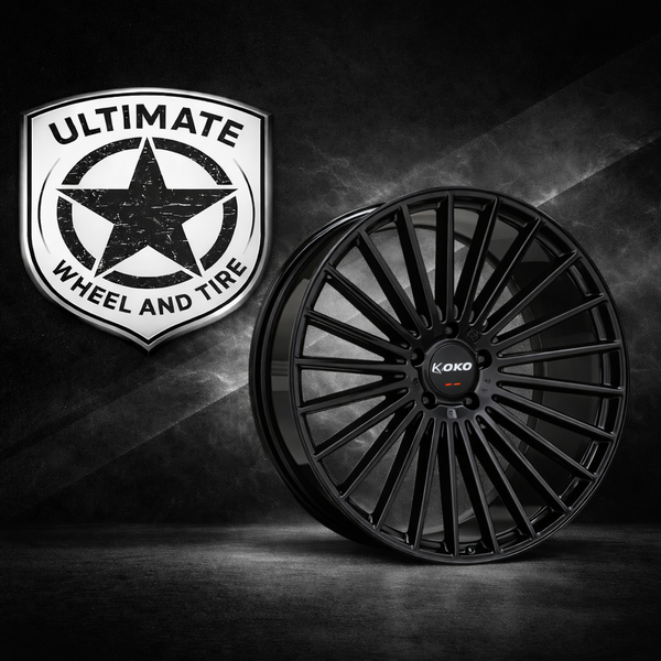 SET OF 4 KOKO KUTURE 24x10 GLOSS BLACK PARLATO 5x112 ET22 72.56 SPINDLE CAP